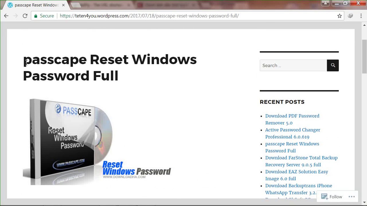 Reset windows password